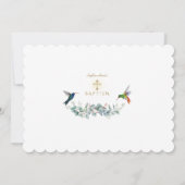 チャームピンクホワイトハイビスカスフォトガール金ゴールド洗礼 招待状 (裏面)