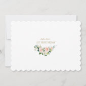 チャームピンクホワイトフローラガールフォト1st誕生日 招待状 (裏面)