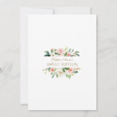 チャームピンク赤面アイボリーフローラ金ゴールドフレームスウィート16 招待状 (裏面)