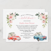 チャームピンク赤面フローラブライダルシャワードライブバイ 招待状 (正面/裏面)