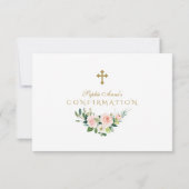 チャームピンク赤面フローラ金ゴールドクロス確認 サンキューカード (裏面)