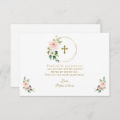 チャームピンク赤面フローラ金ゴールドクロス確認 サンキューカード (正面/裏面)