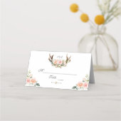 チャームピンク赤面フローラ〔雄ジカの〕枝角テーブル番号 プレイスカード (裏面)