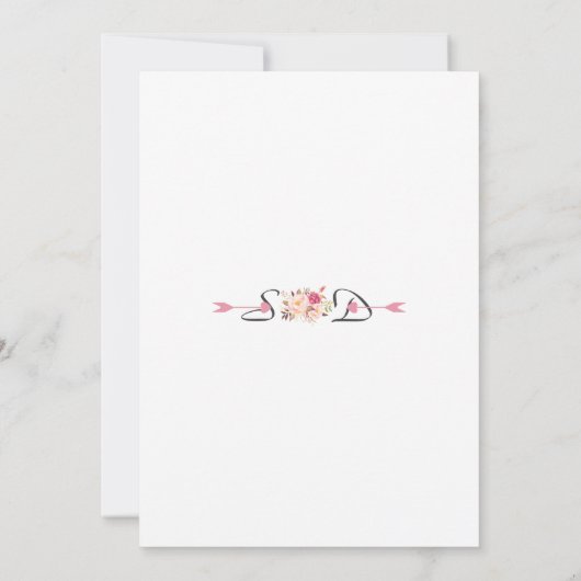 チャームピンク赤面フローラ〔雄ジカの〕枝角ブライダルシャワー 招待状 (裏面)