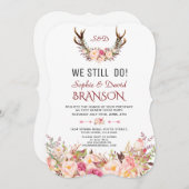 チャームピンク赤面フローラ〔雄ジカの〕枝角私たちはまだ行う 招待状 (正面/裏面)