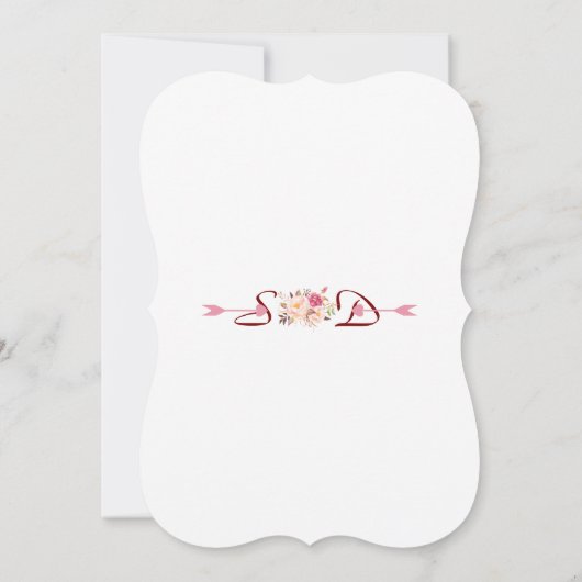 チャームピンク赤面フローラ〔雄ジカの〕枝角私たちはまだ行う 招待状 (裏面)