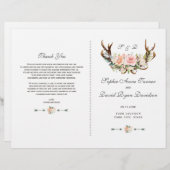 チャームピンク赤面フローラ〔雄ジカの〕枝角結婚式 プログラム (正面/裏面)