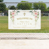 チャームピンク赤面花金ゴールドバプテスムウェルカムサイン 横断幕 (インサイチュ)