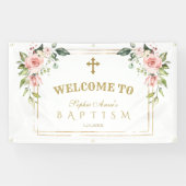チャームピンク赤面花金ゴールドバプテスムウェルカムサイン 横断幕 (横)
