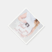 チャームフォトベビーシャワーバラ金ゴールドありがとう スタンダードカクテルナプキン (角)