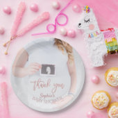 チャームフォトベビーシャワーバラ金ゴールドありがとう ペーパープレート (パーティー)