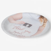 チャームフォトベビーシャワーバラ金ゴールドありがとう ペーパープレート (アングル)