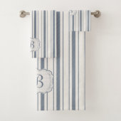 チャームフランスのファームハウスブルーストライプのとホワイト バスタオルセット (インサイチュ)