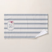 チャームフランスのファームハウスブルーストライプのとホワイト バスタオルセット (ハンドタオル)