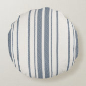 チャームフランスのファームハウスブルーストライプのとホワイト ラウンドクッション (裏面)