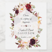 チャームブルガンディマルサラフローラ幾何学模様 ワインラベル (シングルラベル)