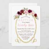 チャームブルガンディマルサラフローラ金ゴールドバプテスマ招待状 招待状 (正面/裏面)