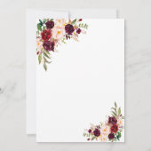 チャームブルガンディレッドマルサラフローラ結婚式の招待 招待状 (裏面)