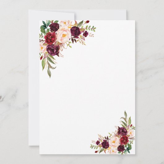 チャームブルガンディレッドマルサラフローラ結婚式の招待 招待状 (裏面)