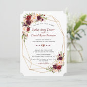 チャームブルゴーニュピンクフローラ金ゴールドフレ結婚ーム 招待状 (スタンド正面)