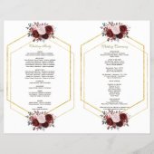 チャームブルゴーニュピンクフローラ金ゴールド結婚式 プログラム チラシ (裏面)