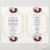チャームブルゴーニュピンクフローラ金ゴールド結婚式 プログラム チラシ (裏面)