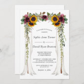 チャームブルゴーニュフローラひまわりキャノピー結婚ズ 招待状 (正面/裏面)