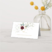 チャームブルゴーニュフローラエアリー緑のテーブル番号 プレイスカード (正面)