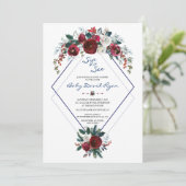 チャームブルゴーニュフローラネイビーシップ&ベビーシャワーを参照 招待状 (スタンド正面)