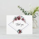 チャームブルゴーニュフローラパイン結婚ネイビーありがとう サンキューカード (スタンド正面)