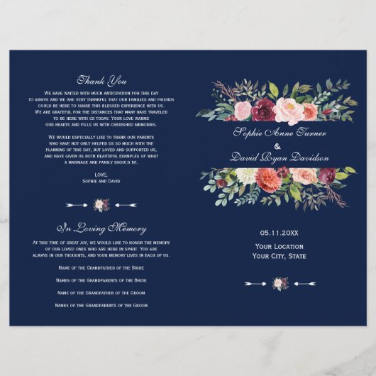 チャームブルゴーニュフローラフレームダークブループログラム (正面)