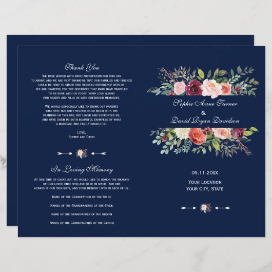 チャームブルゴーニュフローラフレームダークブループログラム (正面/裏面)