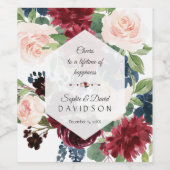 チャームブルゴーニュフローラ六角フレ結婚ーム ワインラベル (シングルラベル)