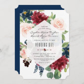 チャームブルゴーニュフローラ六角フレ結婚ーム 招待状 (正面/裏面)