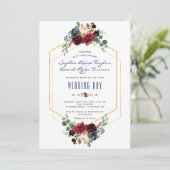 チャームブルゴーニュフローラ金ゴールド六角フレ結婚ーム 招待状 (スタンド正面)