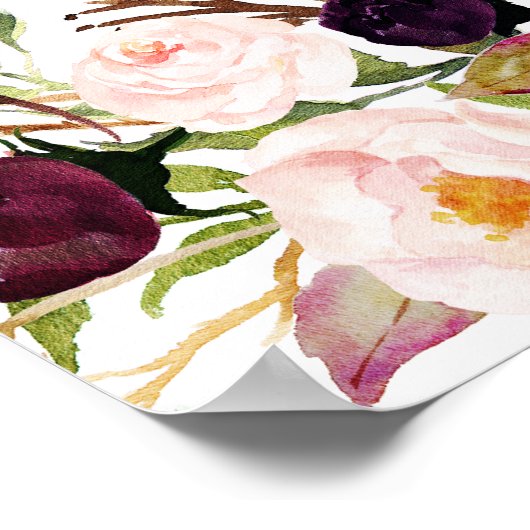 チャームブルゴーニュフローラ〔雄ジカの〕枝角歓迎結婚のサイン ポスター (角)