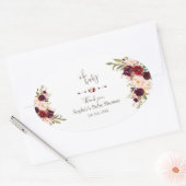 チャームブルゴーニュレッドマルサラフローラベビーシャワー 楕円形シール (封筒)