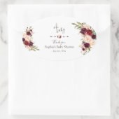 チャームブルゴーニュレッドマルサラフローラベビーシャワー 楕円形シール (バッグ)