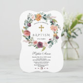 チャームブルゴーニュ赤面アイボリーフローラリースバプテスマ 招待状 (スタンド正面)