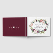 チャームブルゴーニュ赤面アイボリーフローラリース結婚の ゲストブック (全面)