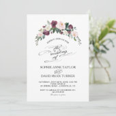 チャームブルゴーニュ赤面アイボリーフローラ開花結婚の 招待状 (スタンド正面)