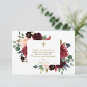 チャームブルゴーニュ赤面フラワーズクロスガールバプテスマ サンキューカード (スタンド正面)