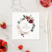 チャームブルゴーニュ赤面フラワーズ結婚リース スタンダードカクテルナプキン (インサイチュ)