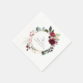 チャームブルゴーニュ赤面フラワーズ結婚リース スタンダードカクテルナプキン (角)