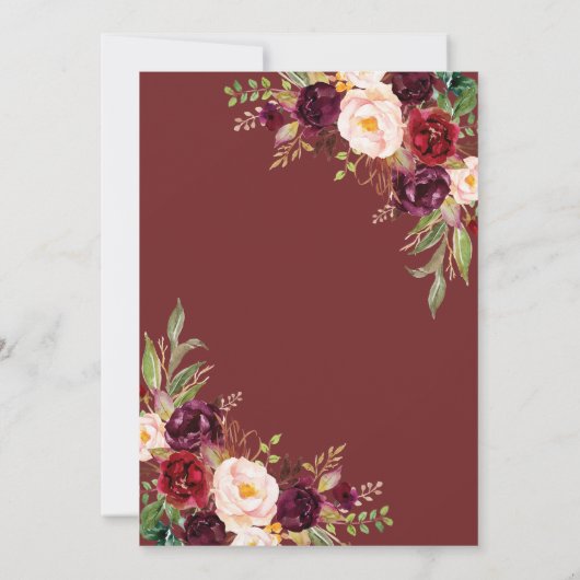 チャームブルゴーニュ赤面フローラ〔雄ジカの〕枝角私たちはまだ行う 招待状 (裏面)