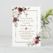 チャームブルゴーニュ赤面花金ゴールドクロスバプテスマ 招待状 (スタンド正面)