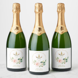 チャームブルゴーニュ赤面花金ゴールドユニコーン誕生日 スパークリングワインラベル