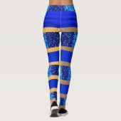 チャームブルーストライプホワイトネイビースタイリッシュブルーボウ脚 レギンス (裏面)