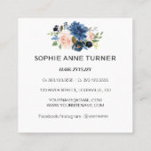 チャームブルーピンクフラワーズプロフェッショナル美しいサロン スクエア名刺 (裏面)