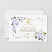 チャームブルーフローラ金ゴールドクロスボーイホーリーコミュニオン サンキューカード (正面)